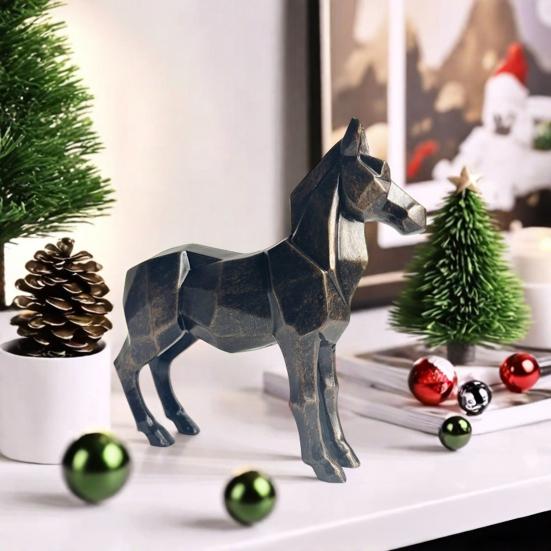 Abstract Carving Horse Figurine Modern Statue Animal Sculpture Home Office Artistic Horse Resin Desktop Decoration