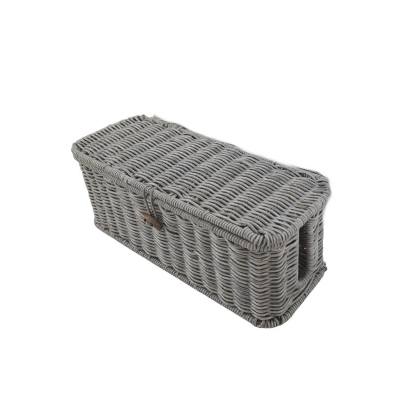 PE Woven Flipping Top Storage Basket With Realistic Rattan Look Household Bin For Kitchen Organization And Home Decors