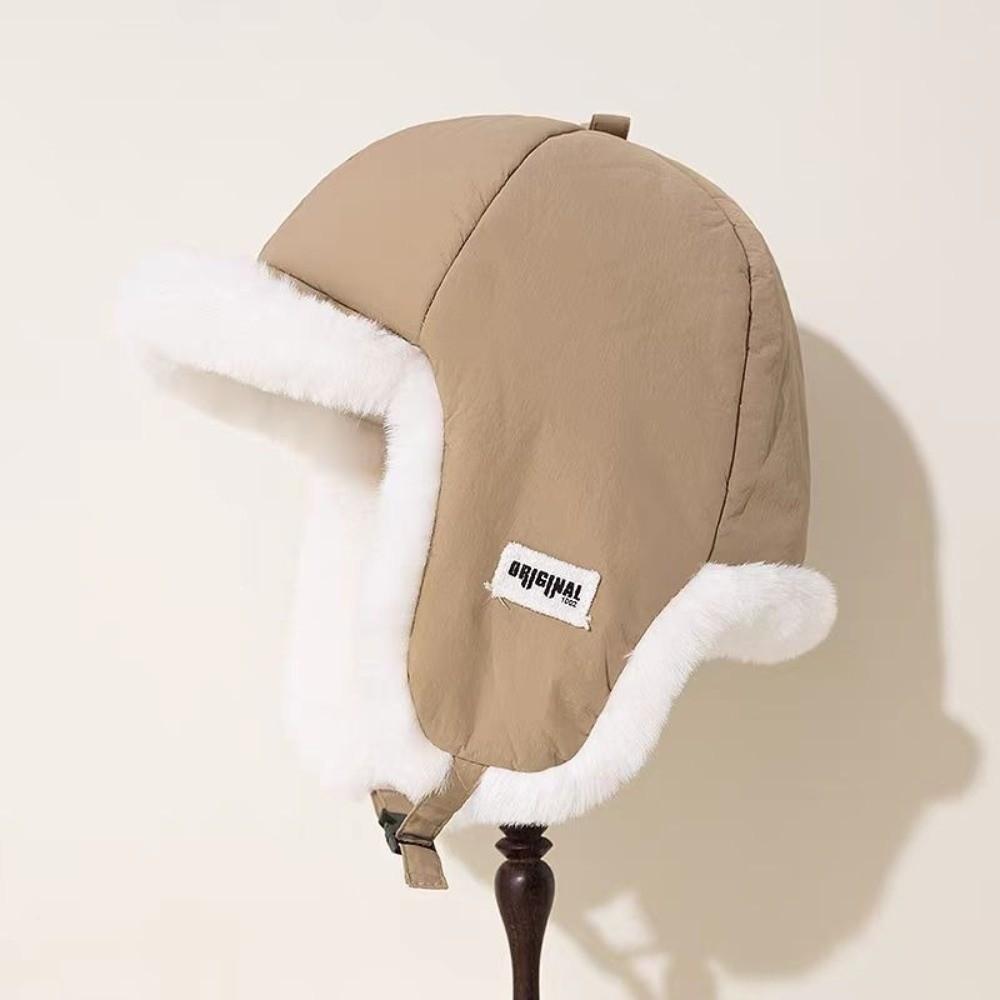 Retro Thickened Ear Protective Hat No Eaves Windproof Winter Pilot Hat Solid Color Korean Style Women Hat Student