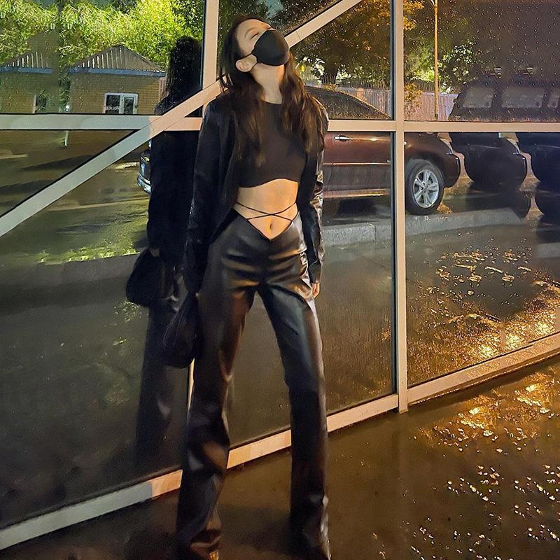 Sexy Donne Autunno Ecopelle Pantaloni Dritti Vita Alta Tasca Pantaloni  Larghi acquista in modo economico — spedizione gratuita, recensioni reali  con foto — Joom