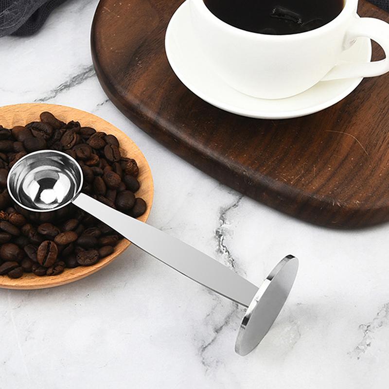 15 ml Roestvrijstalen Standaard Tamper Lepel 2 in 1 Koffieschepje Draagbaar Koffiepoeder Maatschepje Keuken Kruidenlepel Gereedschap