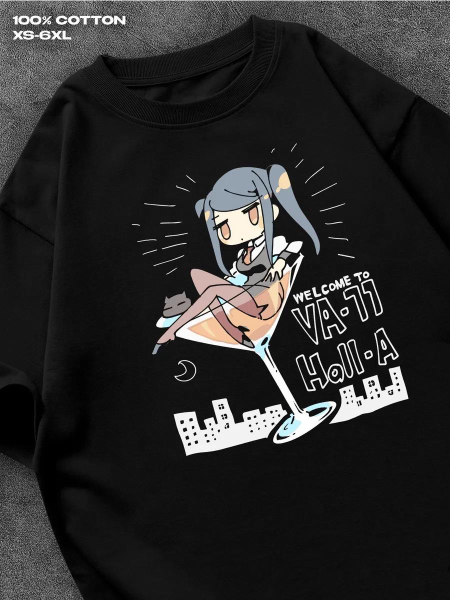

Футболка VA-11 Hall-A игра Мужская футболка Женские футболки с принтом букв Короткий рукав Футболка Повседневная Уличная футболка Топ XL