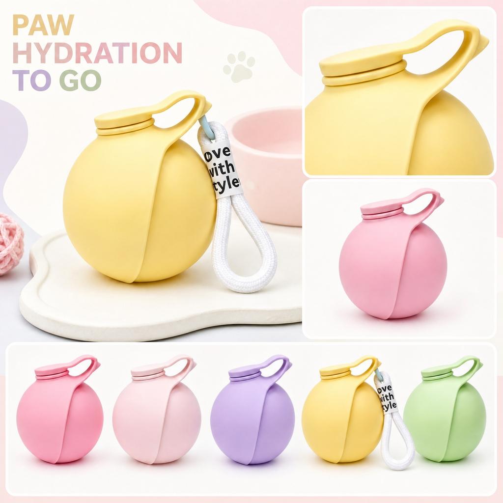 304 Stainless Steel Pet Water Bottle Portable Round Outdoor Drinking Cup with Hanging Strap Leak Proof Design for Travel and Hiking