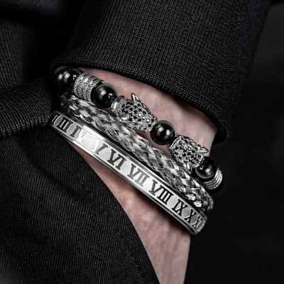 3pcs a Set Luxury Set Trendy  Bracelets  Men Jewelry Bracelets