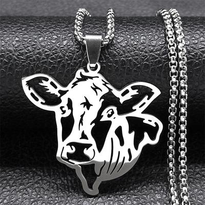 Hip Hop Hohl Rinderkopf Anhänger Halskette Edelstahl Kasten Kette Halskette Für Männer Cowboy Schmuck
