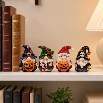 Yousheng 3D Beaded Gnome Kit, DIY Tiny 3D Gnome Bead Embroidery Kit, 4Pcs DIY Goblin Beading Crafts Art Crafts, Cute Bead Art Crafts Handmade Goblin