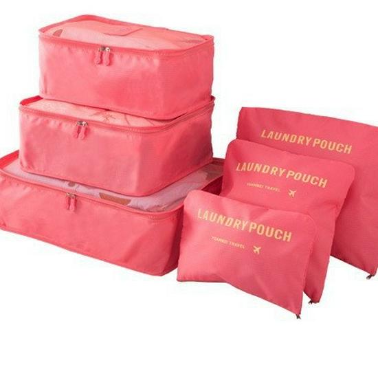 6-Piece Oxford Travel Set: Large Capacity Bag, Underwear & Bra Organizer, Shoe Bag