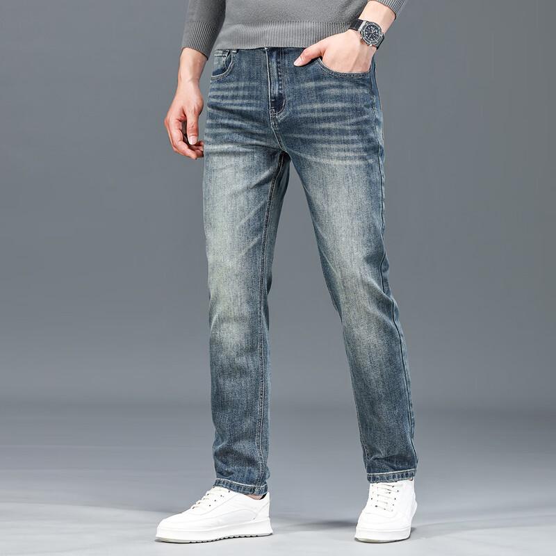 POLOMEISDO Men's Straight Fit Elastic Jeans