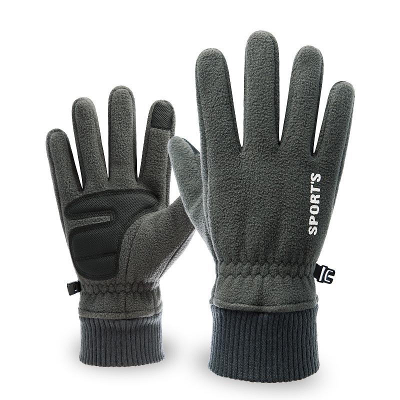 Outdoor Gloves Men's Winter Plus Velvet Thickened Warm Touch Screen Non Slip Cycling Biking Double Sided Fleece Gloves