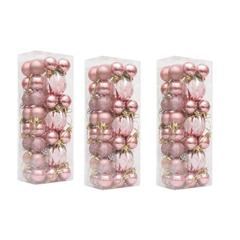 3Box Christmas Tree Hanging Decoration Electroplated Christmas Baubles Ornament Window and Door Ornament Party Supplies