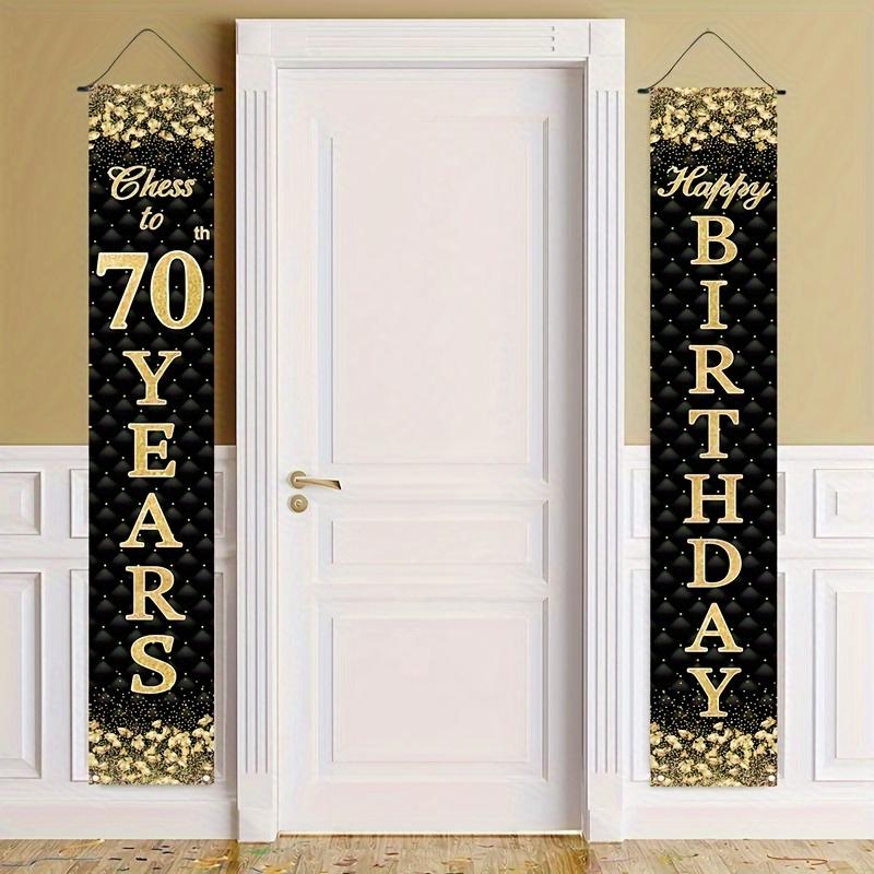 2pcs Birthday 18th Logo Door Banner Black Golden
