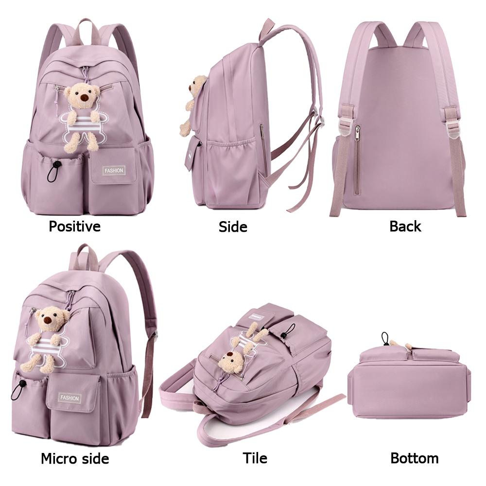Student Backpack, Cute Little Bear Backpack, Large Capacity Junior High School Backpack, Durable Polyester Lining.zwq