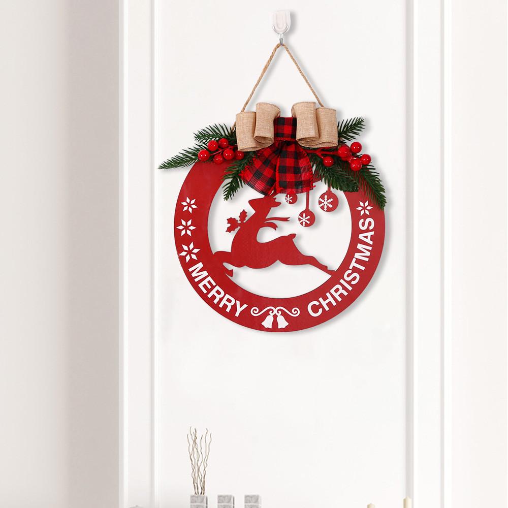 Christmas Colorful Wooden Door Hang Tags With Bells And Reindeer For Joyful Celebrations