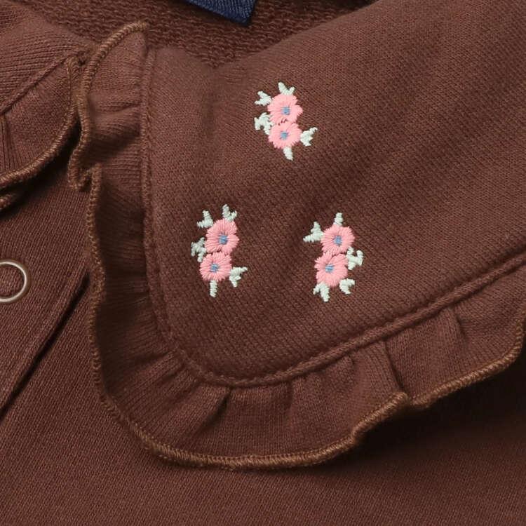 【子供服】 moujonjon (ムージョンジョン) お花刺繍ビッグカラー裏毛トレーナー 80cm-140cm M60600