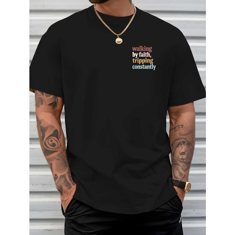 European Size Graphic Summer Outdoor Men's Short-sleeved T-shirt for Summer Fashion Trendy Top Printed Men's Base Shirt Spring and Summer Round Neck