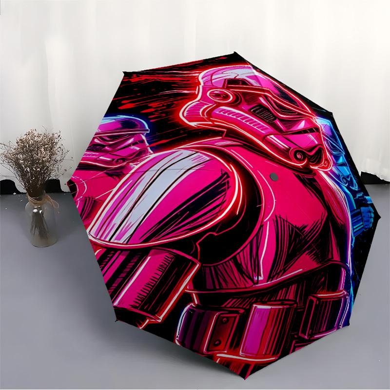 1pc Darth Vader Automatic Folding Umbrella - Compact 8-Rib Design, Durable Plastic & Iron, Daily Use F104025