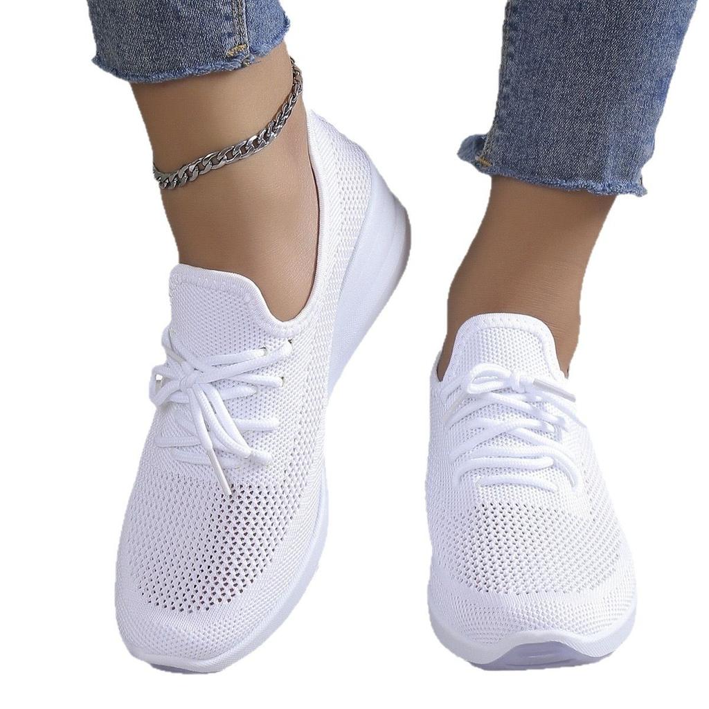 Breathable Wedge Sneakers Women Mesh Knitted Platform Sports Shoes Woman Casual Non-Slip Lace Up Tennis Shoes Ladies2025