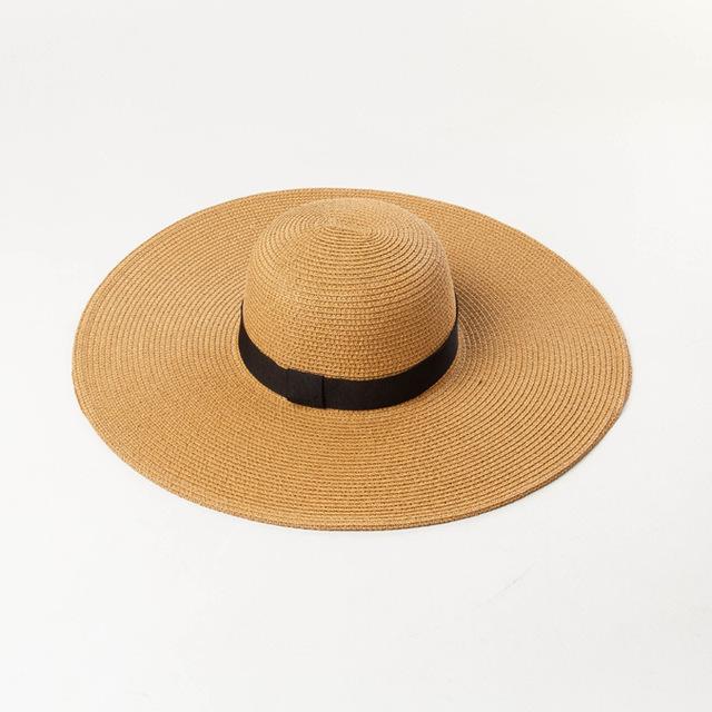 Summer Simple Floppy Sun Hat Women Wide Brim Beach Hat Girls Seaside Travel Foldable Straw Hat Sunscreen UV Protection Lady Cap