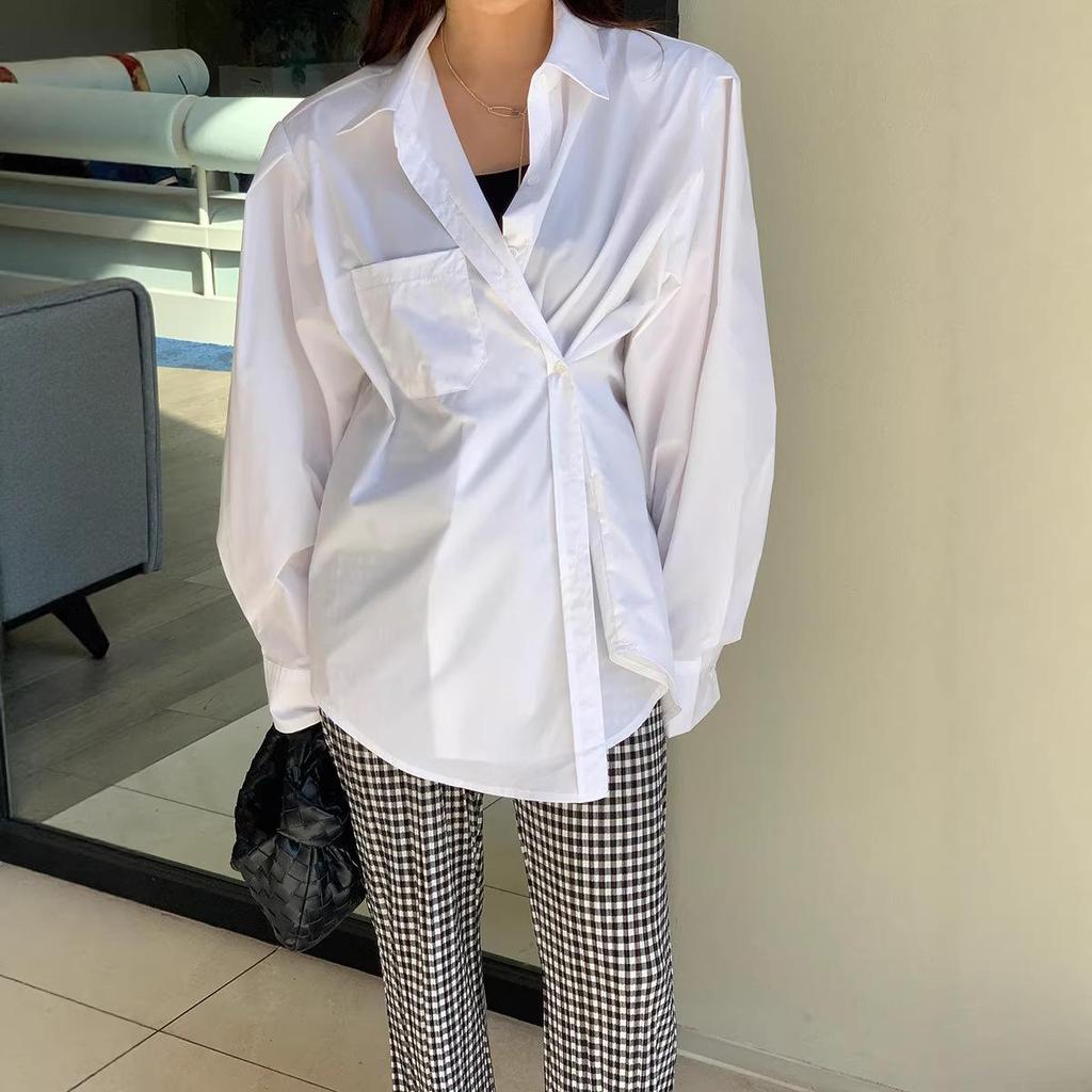 Korean Chic Stylish Women's Loose-Fit Shirt - Spring/Autumn Trendy BF Lazy Style