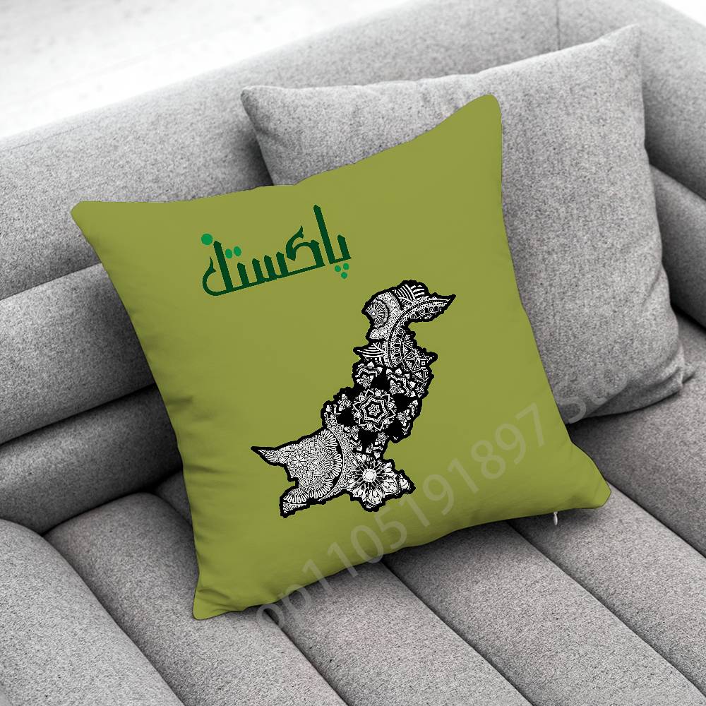 Pakistan Passport Map Flag Throw Pillow Case For 30cm 40cm 45*45cm 50cm 55cm Square Sofa Pillowcase Shell
