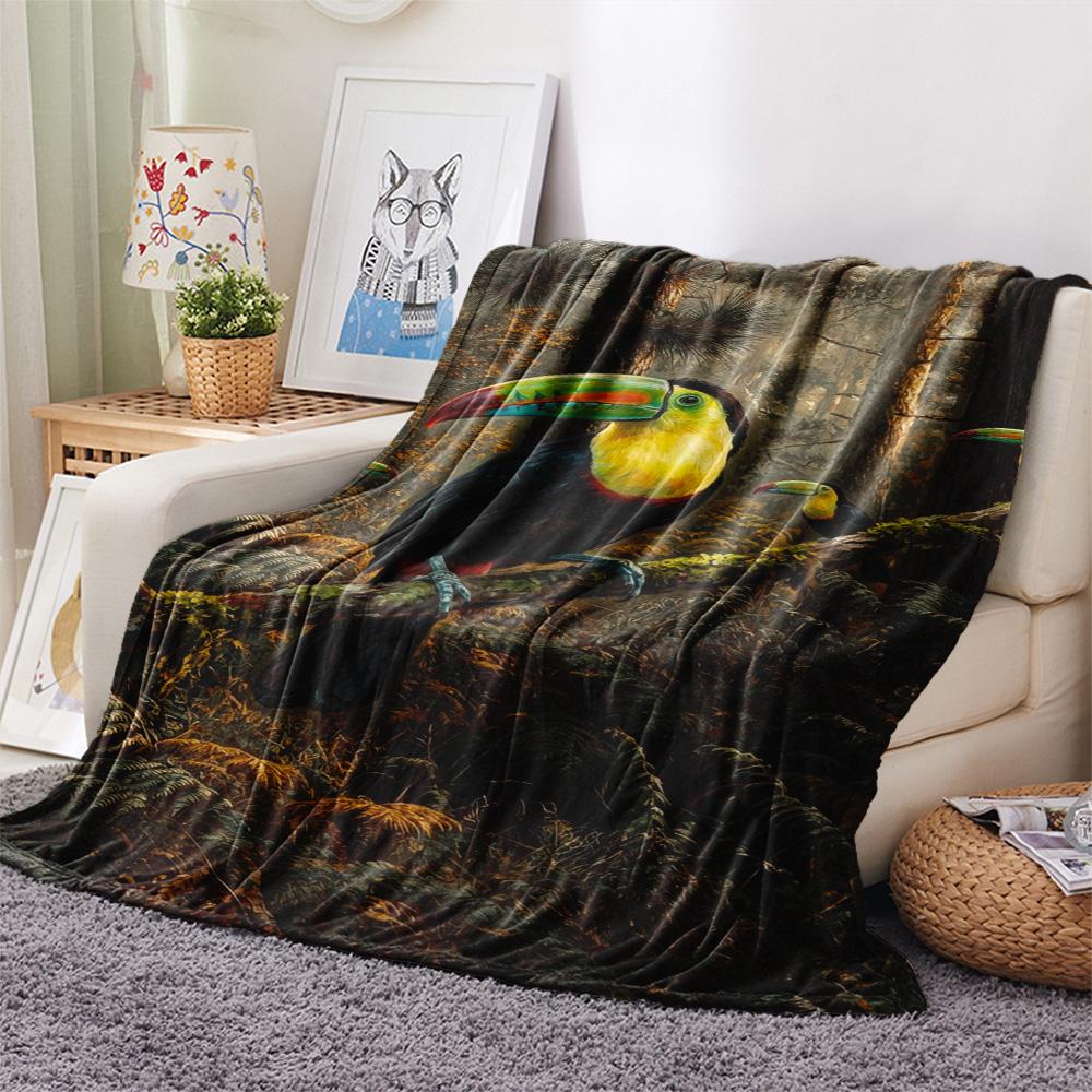 1 Stück Familie Tukan Kunstdruck Flanelldecke, Hohe Qualität, Bequem für alle Jahreszeiten, Heimdekoration, Wärme und Komfort