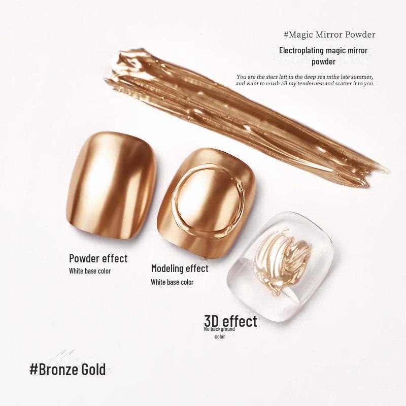 

Волшебная Зеркальная Пудра для Ногтей: Суперяркий 3D-аксессуар для ногтей цвета шампанского, золота и серебра.