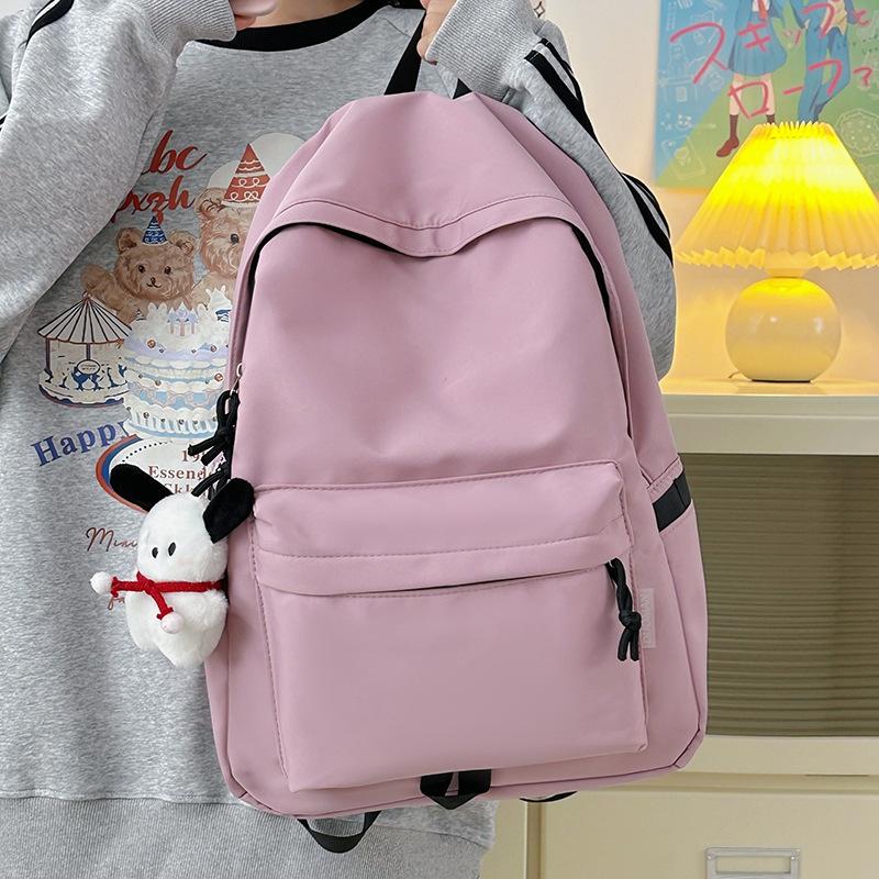 Backpack Large Capacity Travel Backpack Solid Color Simple Junior High School Student Leisure Japanese High School Student Versatile School Bag