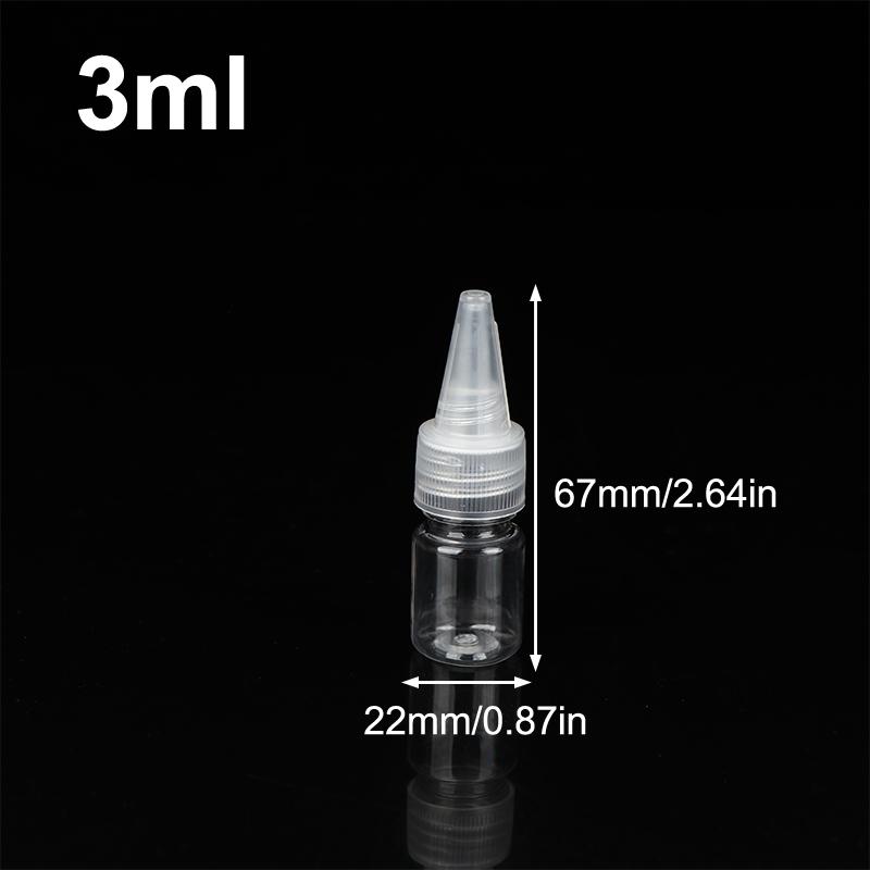 3-100 ml Leere Tropfflasche Transparentes Plastik Nachfüllbar Düsentropfer mit Kappe Quetschflasche Tattoo-Pigment-Tintenbehälter