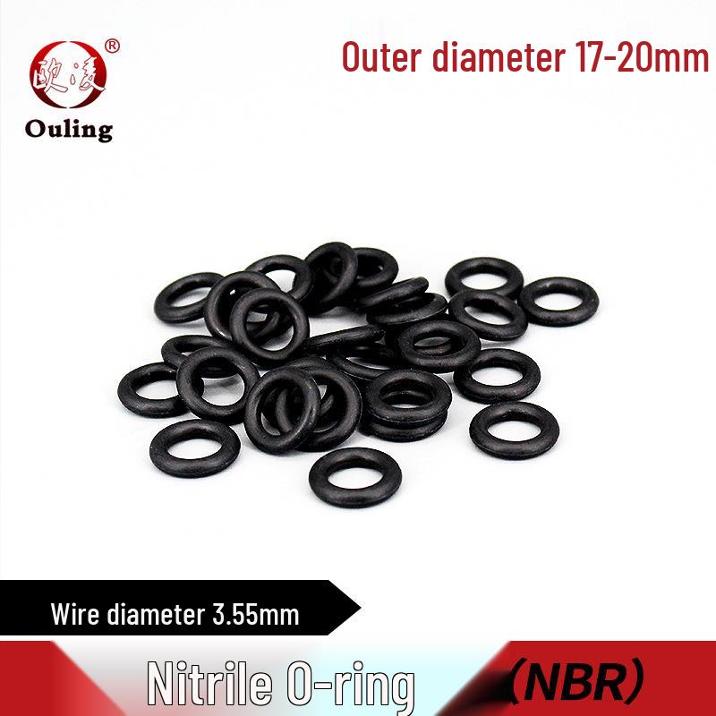 Nitrile O-ring, Inner 17/18/19/20mm x 3.55mm, Oil-Resistant Waterproof Rubber Seal. ID 17mm x 3.55mm (50 pcs) Nitrile O-ring Black