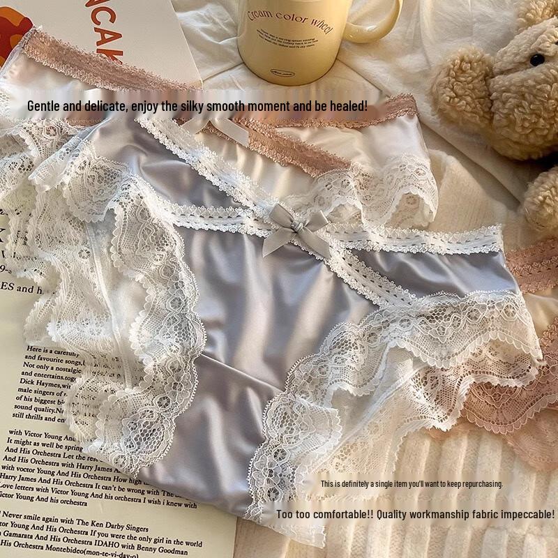 LANGSHA Atmungsaktive Spitze & Satin Slips 4er-Pack