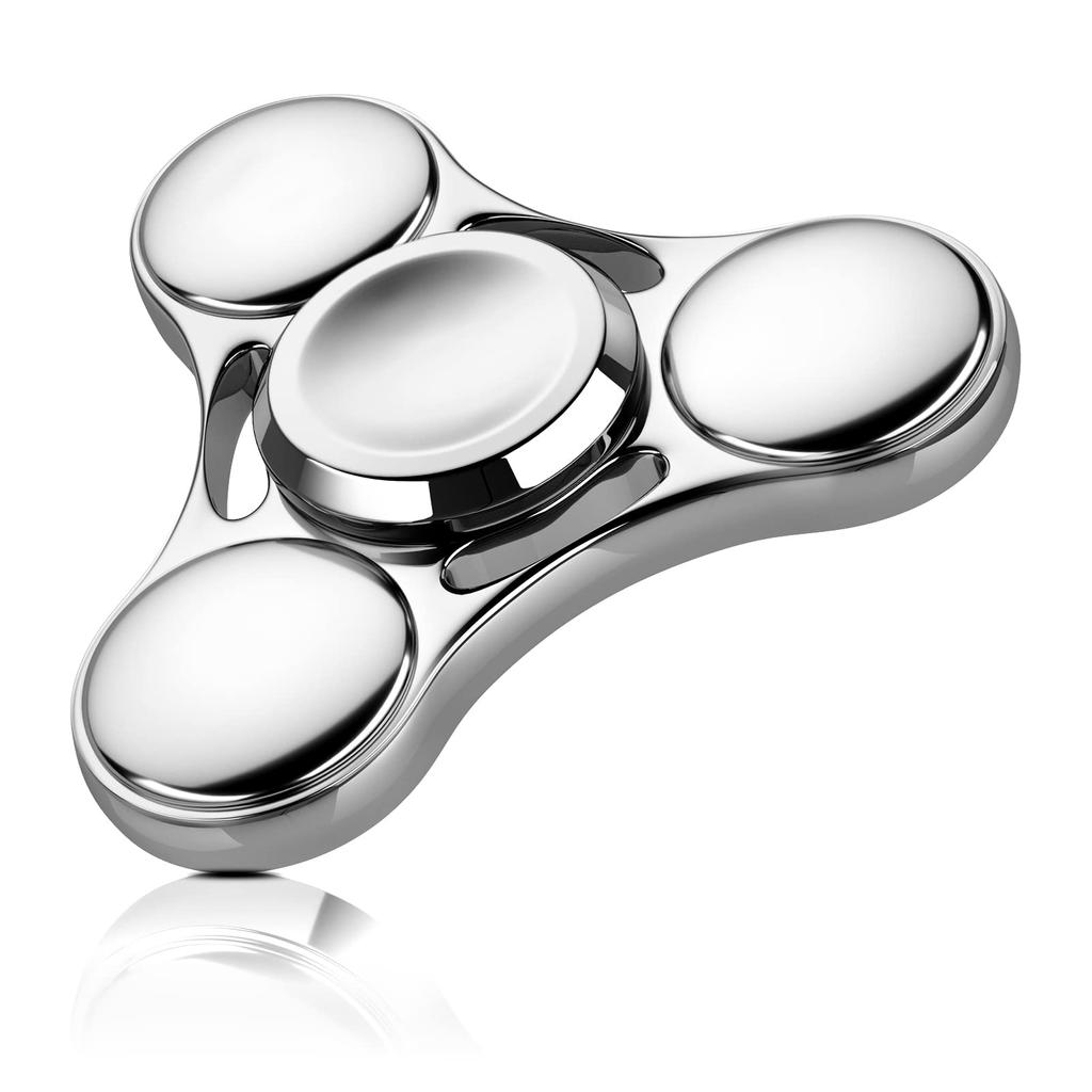 VOFOLEN Hand Stress Premium Metal Hand Spinner with Stainless Steel Minutes of Quiet Fidget Stress Time Popular and Gift for Adults and Silver