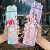 1PC Anime Girl Group Colorful Cartoon Art 750ml Color Plastic Sports Water Bottle Leakproof Flip Straw Lid Suitable for Sports Office Home Use