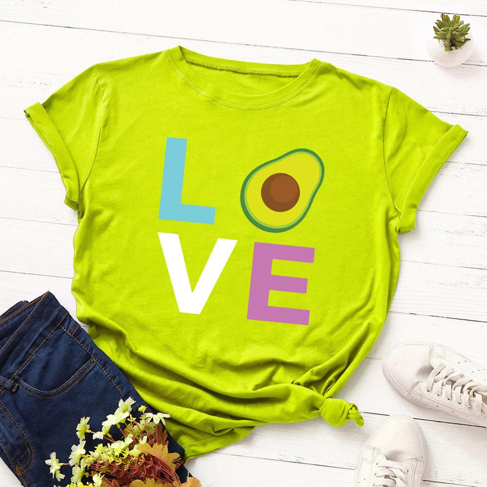 Cotton T-Shirt Short Sleeve Round Neck Women 2d Print Tops