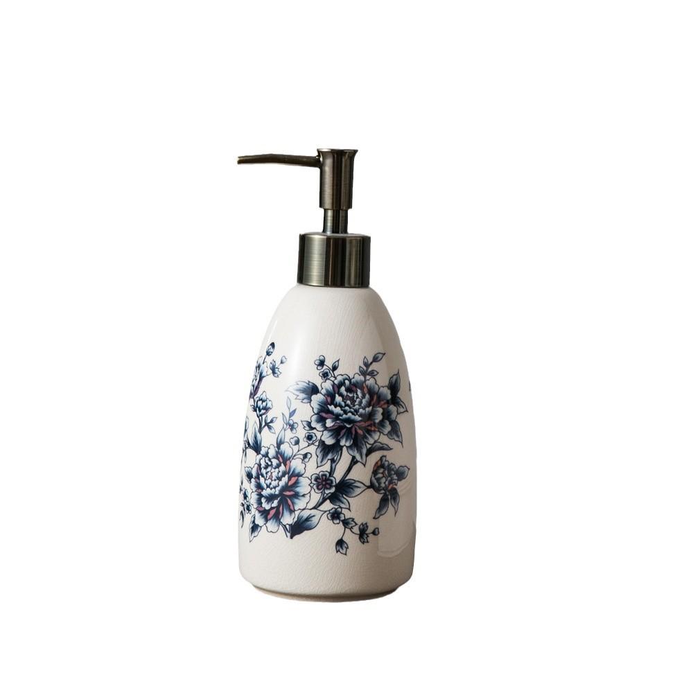 300ML Vintage Ceramic Lotion Bottle Creative Flower Soap Dispenser Household Shampoo Shower Gel Makeup Remover Storage Bottle
