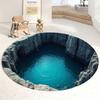 Flannel Printed Round Rug With Blue Water Pool Design For Home Decor Soft Floor Mat Nature Art Theme Modern Interior