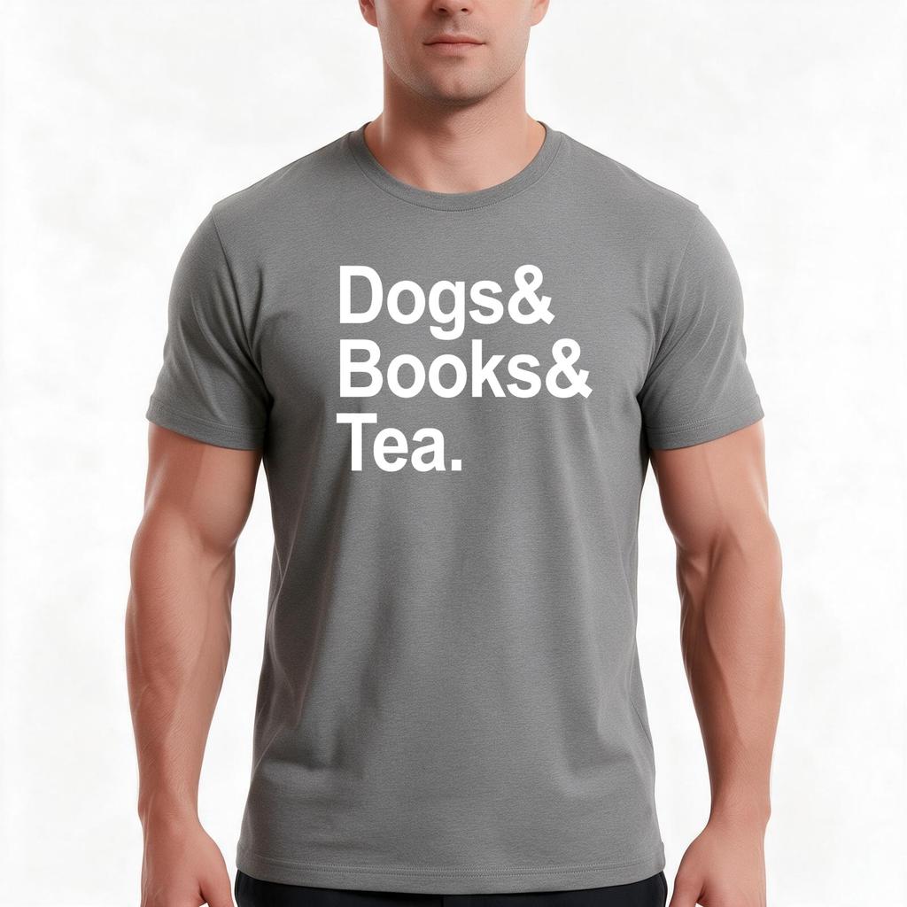 Dogs And Books Tea Lover Tshirt Summer Casual Cotton Tee Oversized Streetwear Tops Vintage Graphic Print Unisex Unisex Unisex