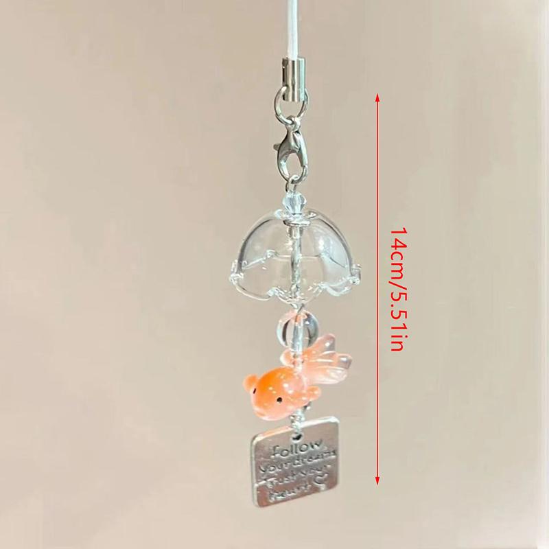Colored Bead Phone Pendant Cute Kawaii Keychain Backpack Pendant Style Goldfish Pendant