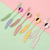 2Pcs Creative Fork Spoon Dinnerware Set 304 Stainless Steel Cutlery Cake Fruit Fork Coffee Ice Cream Stirring Spoon Kitchen Tool
