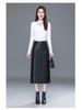 2025 Autumn/Winter Women's High-Waist A-Line Leather Skirt - Genuine Sheepskin Bodycon