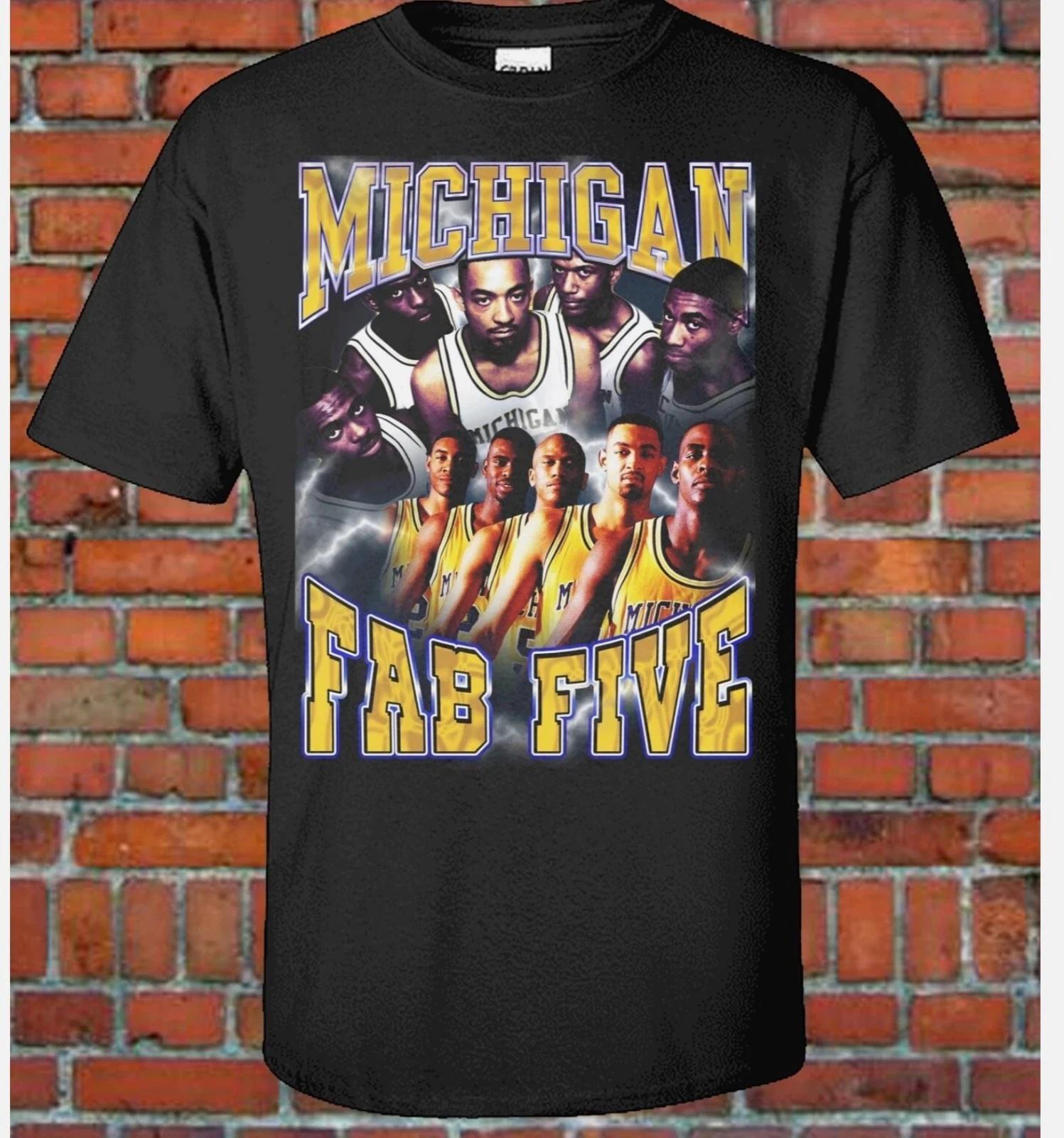 MICHIGAN FAB Five 90s Vintage Style Bootleg Rap Tee NCAA Final Four Basketball M