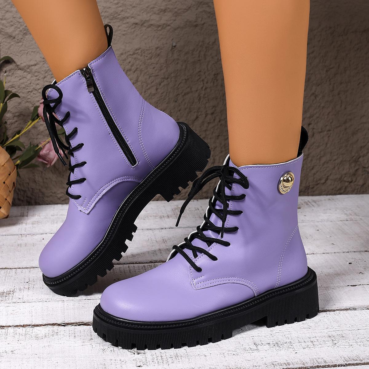 

Модные женские ботильоны Зимние уличные Роскошные водонепроницаемые ботинки на платформе Женская мода Большой размер Удобная обувь на толстой подошве Женская 42 лавандовый