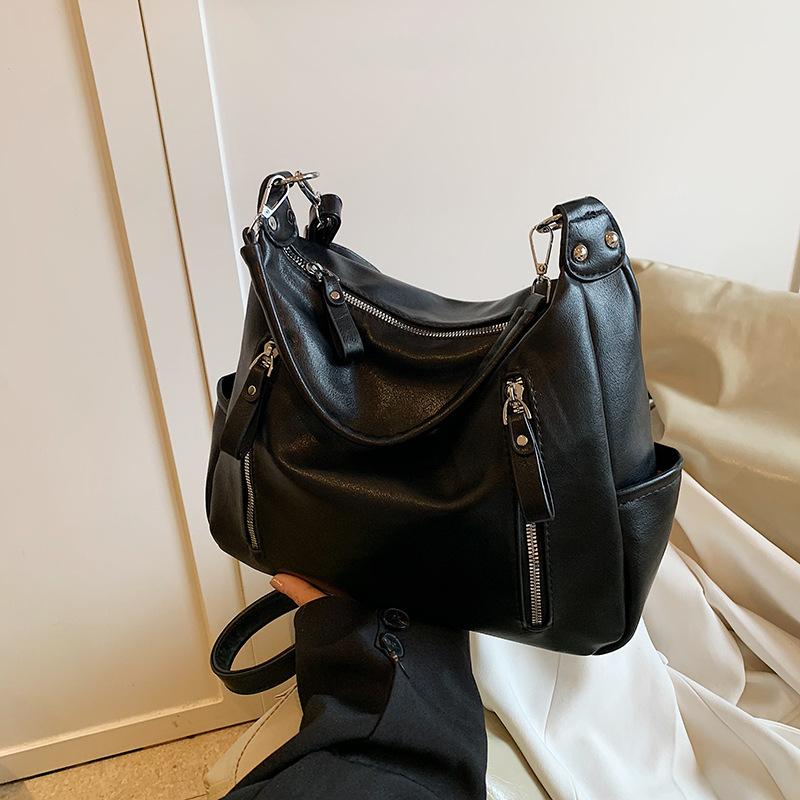 

Большая вместительная сумка-тоут для женщин 2024 года, новая модная сумка через плечо в стиле ретро, универсальная сумка-мессенджер чёрный