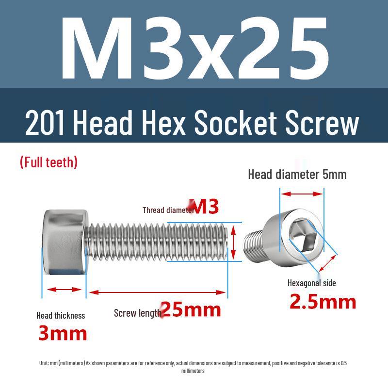 Yigu 201 Stainless Steel Cup Head Hexagon Screws and Bolts - M3, M4, M5, M6