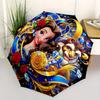 Disney Beauty,Beast,Roses Manual Opening and Closing Umbrella - 8-Rib Reinforced Folding Design, Lightweight and Portable, Suitable for Dail