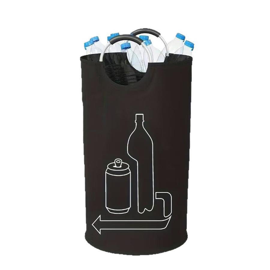 

Empty Bottle Storage Basket Folding Kitchen Wastewater Bottle Collector Bag with Aluminum Handle Large Capacity Bin