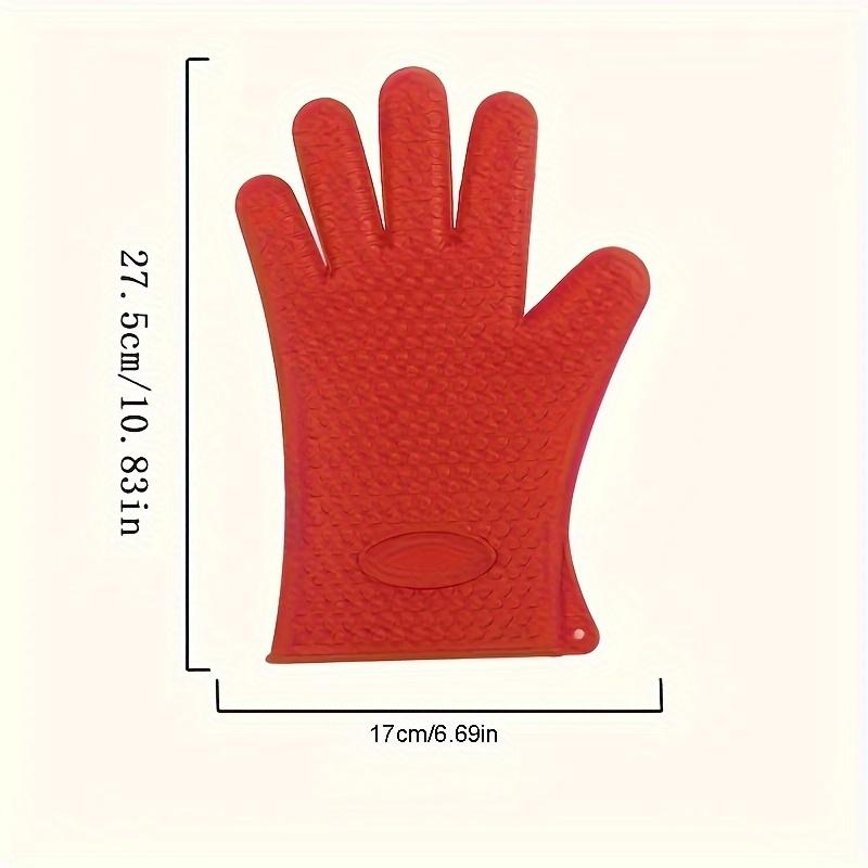 Silicone Oven Mitts, Heat Resistant Five Finger Gloves, Non Slip Kitchen Baking Microwave High Temperature Protective Gloves