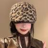 Adjustable Leopard Print Berets Keep Warm Women Newsboy Caps Retro Lamb Wool Berets Hat  Female
