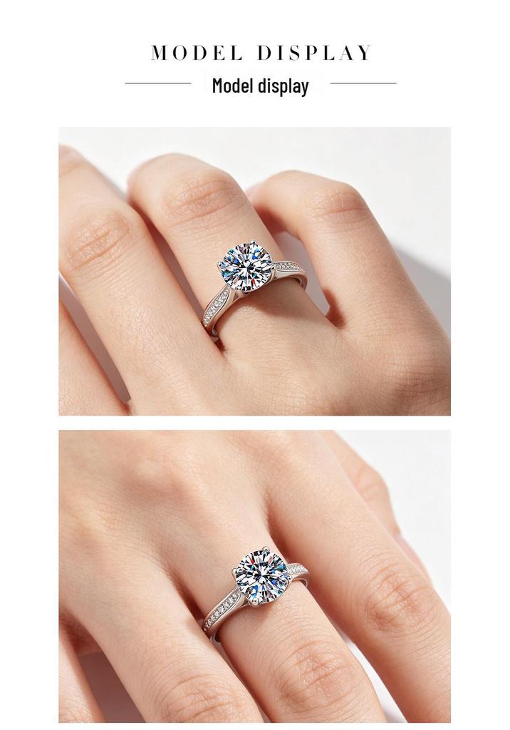 S925 Sterling Silver 3 Carat Oval D Color Moissanite Engagement Wedding Ring
