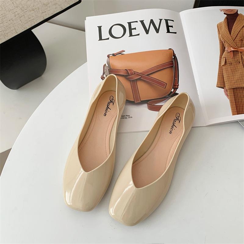 Женские новые туфли с мелким вырезом, повседневные минималистичные балетки с квадратным носком, однотонная летняя верхняя одежда, лоферы, удобные женские балетки 36 белый