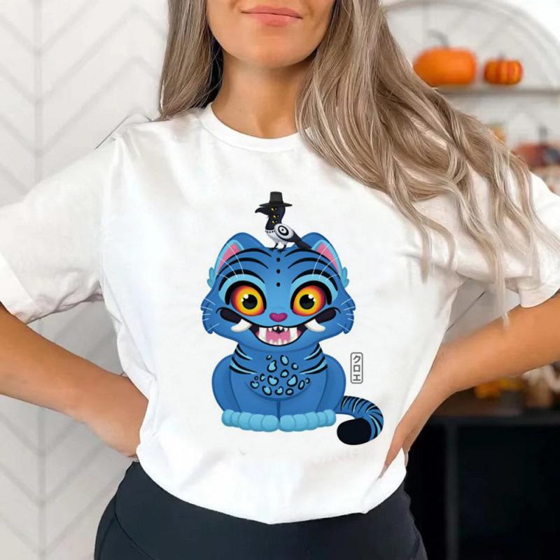 Camiseta Casual Holgada Moda Estampada Manga Corta Cómoda para Mujer